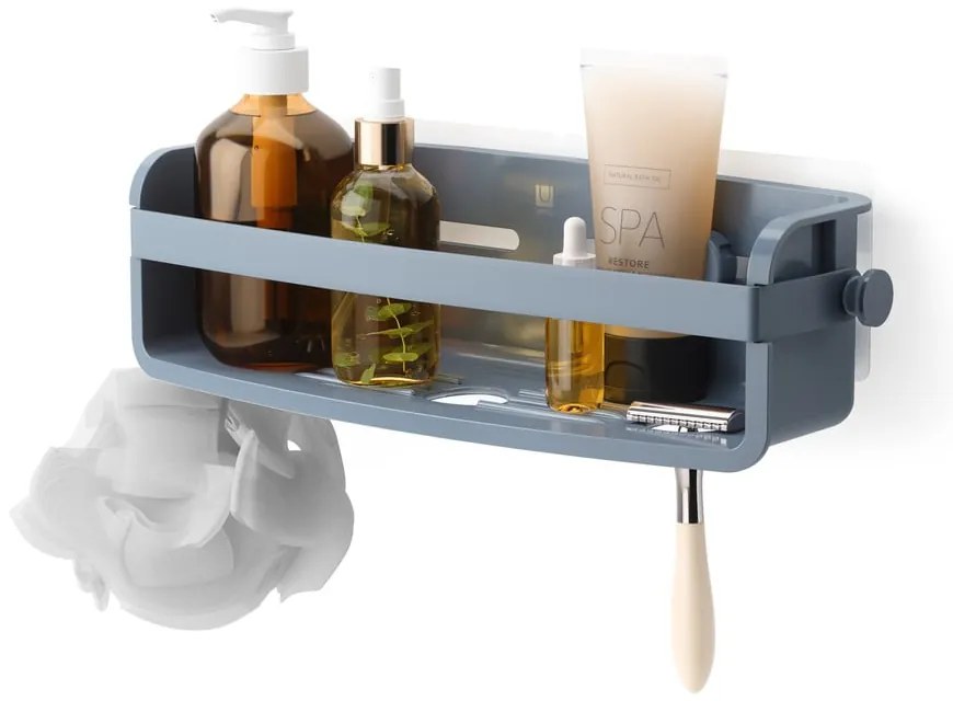 Mensola da bagno blu in plastica riciclata senza foratura Flex - Umbra