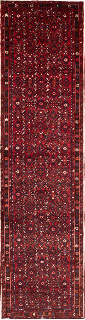 Hamedan Tappeto 110x420 Rosso (Iran) Annodato A Mano