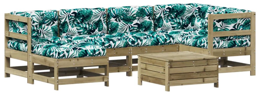 Set divani da giardino 7pz con cuscini legno impregnato di pino