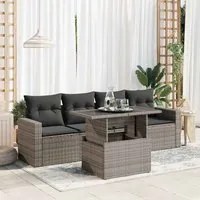 Set Divano da Giardino 5 pz con Cuscini Grigio in Polyrattan 3326241