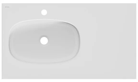 Lavabo a incasso rettangolare vasca a sinistra Modern L 46.0 x H 14.3 x P 81.0 cm in composito minerale di resina gelificata bianco opaco