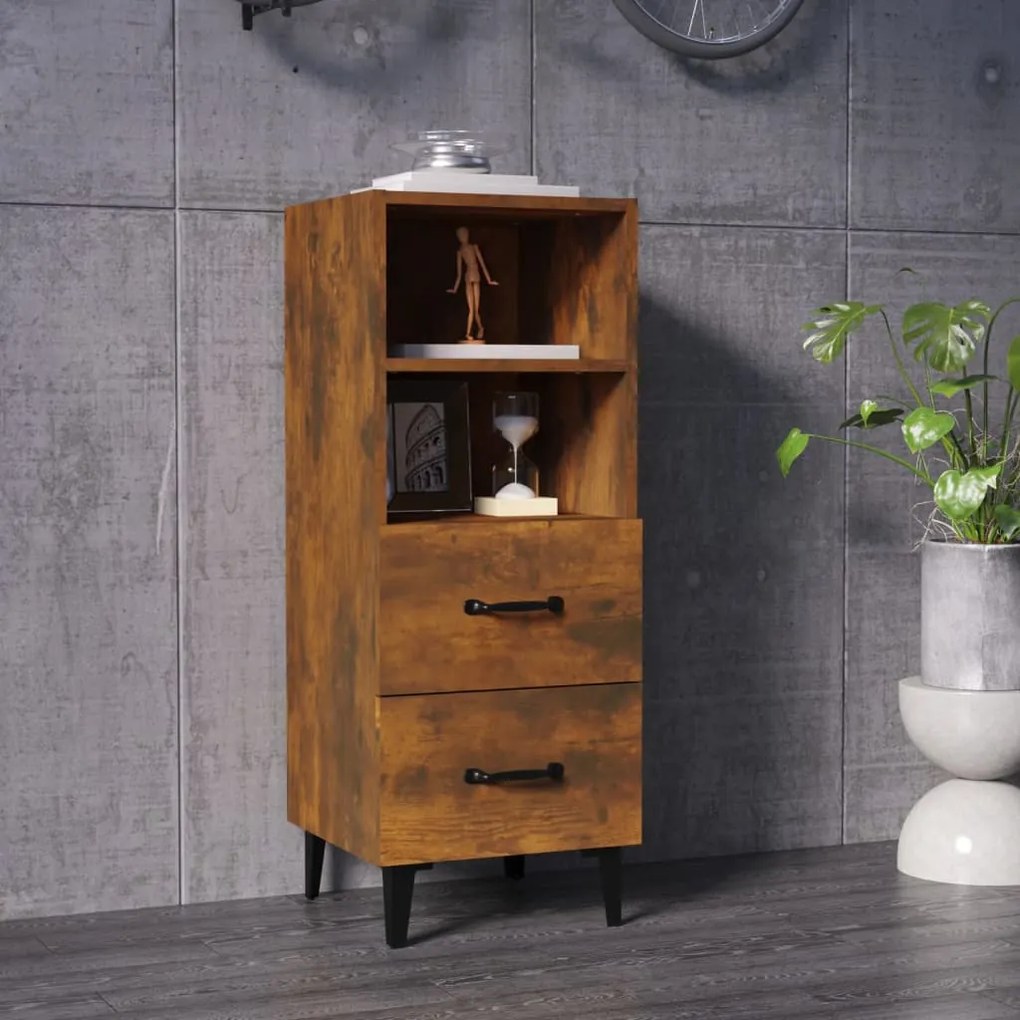 Credenza rovere fumo 34,5x34x90 cm in legno multistrato