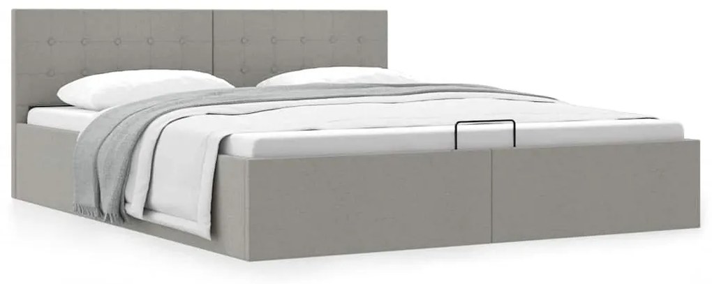 Giroletto Con Contenitore Grigio Chiaro İn Tessuto 160x200 Cm /