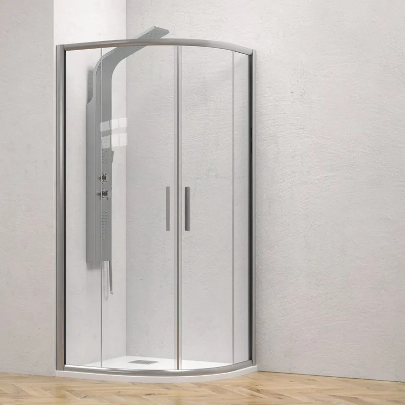 Box doccia semicircolare 90x90 finitura argento opaco | KE-2000A - KAMALU