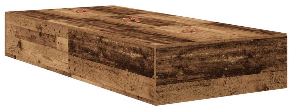 Struttura letto con contenitore in legno invecchiato 80x200 cm