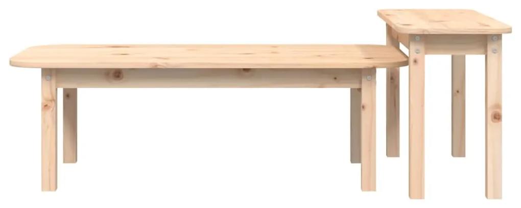Set tavolini da salotto 2 pz in legno massello di pino