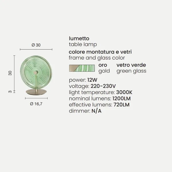 Lumetto LED da tavolo JOKEY in vetro decorato Verde 30x33 cm