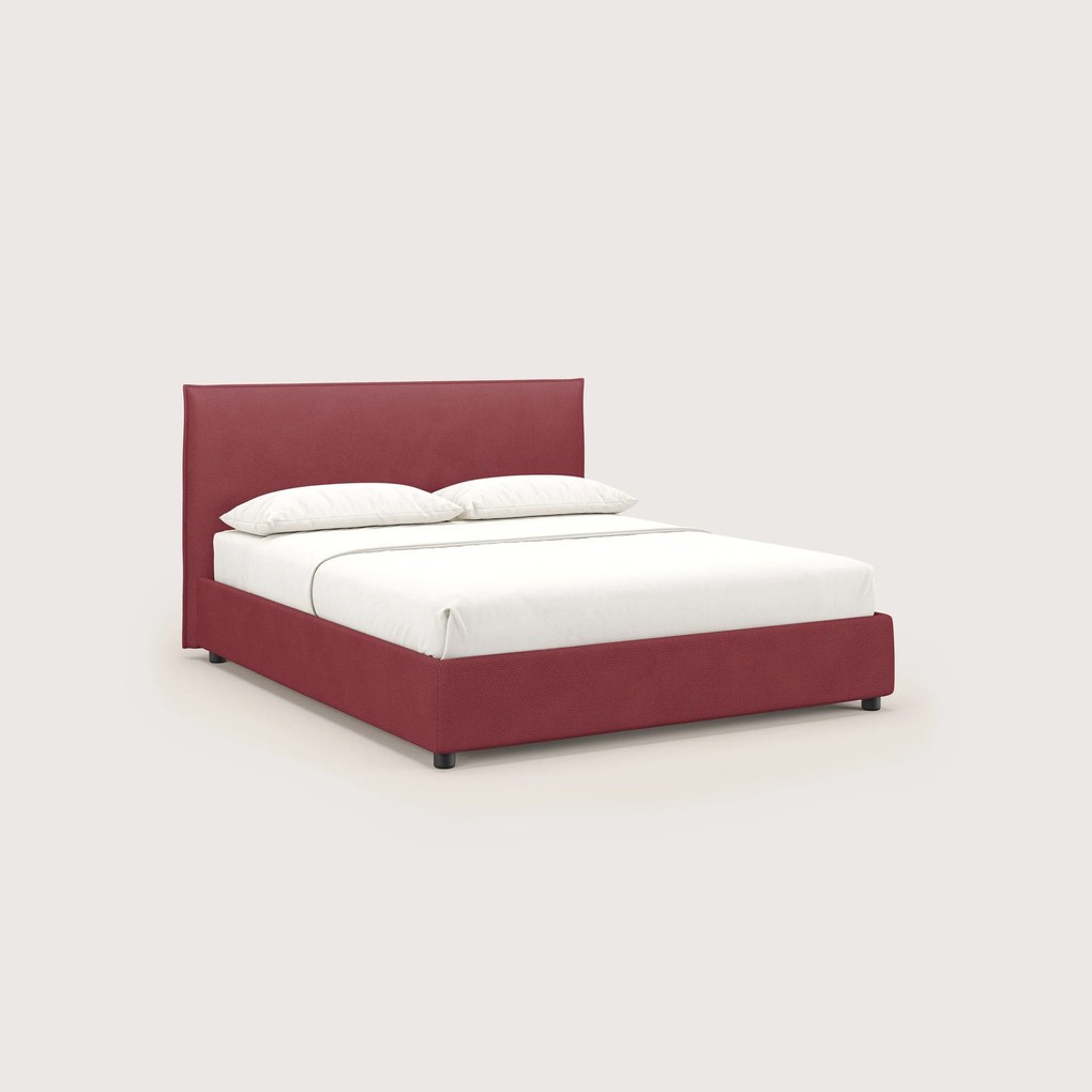 Nina letto contenitore dal design minimal in microfibra effetto pelle smacchiabile rosso