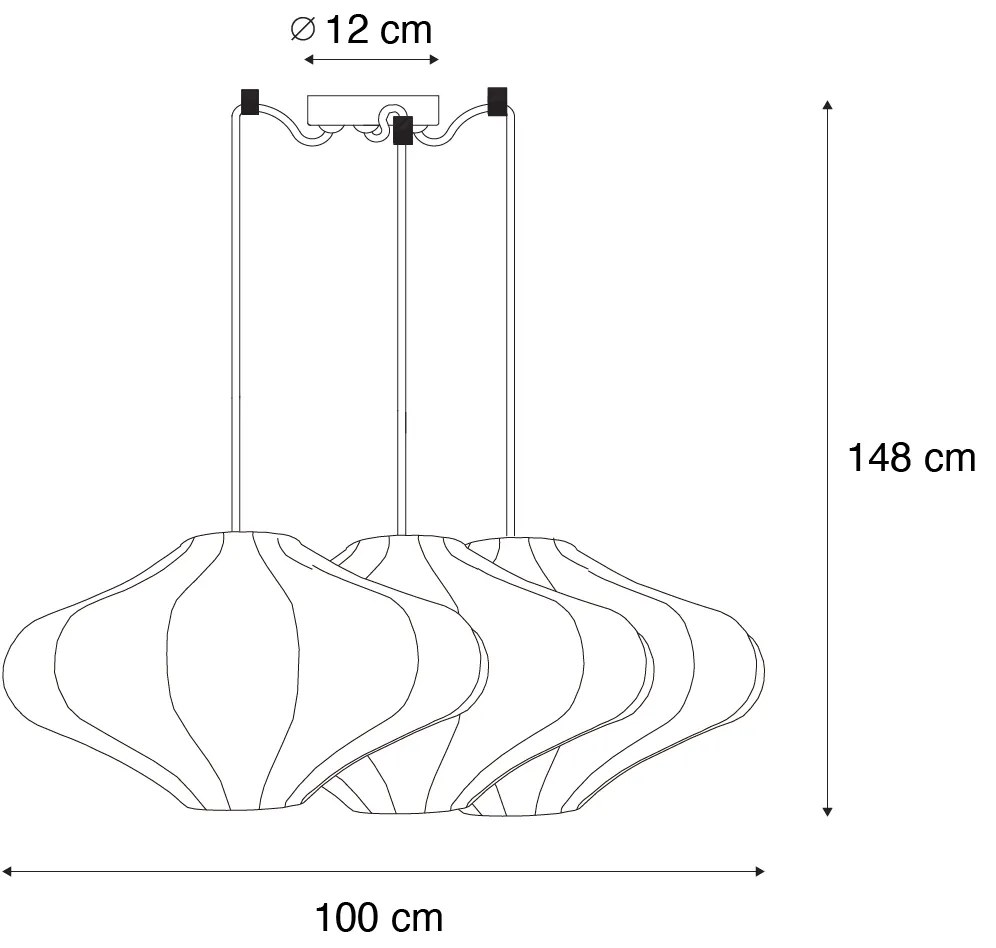 Lampada a sospensione di design bianca 50 cm 3 luci - Plu