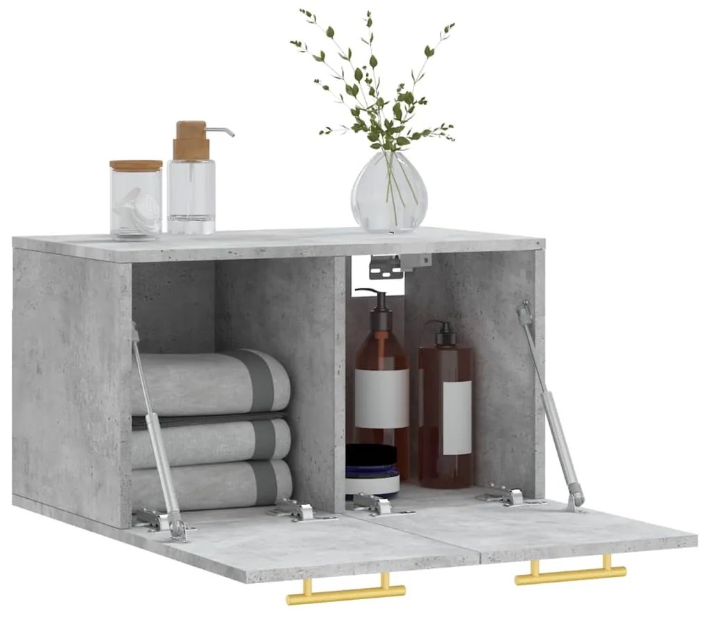 Mobile a parete grigio cemento 60x36,5x35 cm legno multistrato