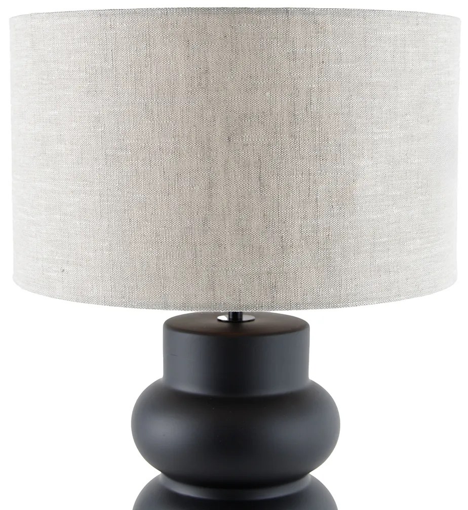 Lampada da tavolo di design con paralume in tessuto nero grigio chiaro 35 cm - Alisia