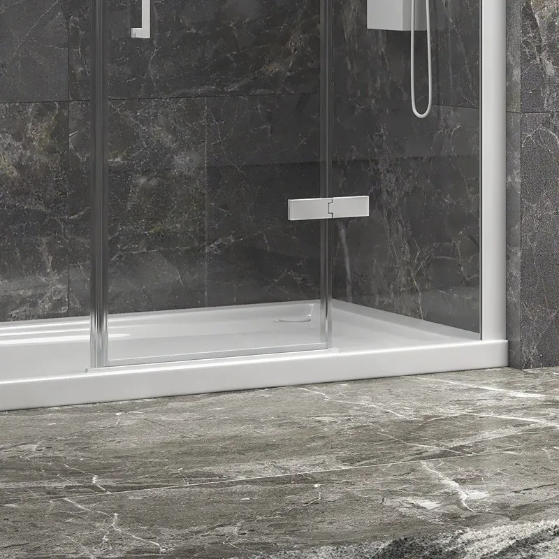 Kamalu - Porta doccia 155cm battente e 2 fissi colore bianco | KT6000B