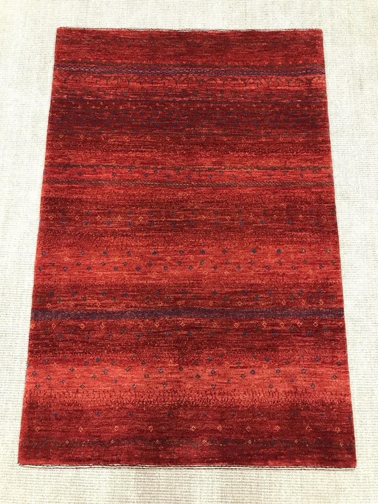 Loribaft Tappeto 100 x 150 Rosso (Iran) Annodato A Mano