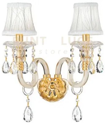 Applique a parete monet oro 2 luci attacco e14 40x24x37cm in vetro ...