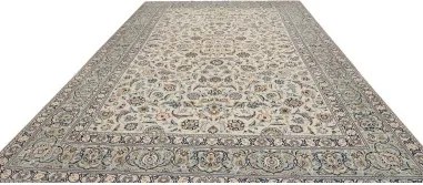 Kashan Fine Floreale Avorio Blu 273x388 Cm