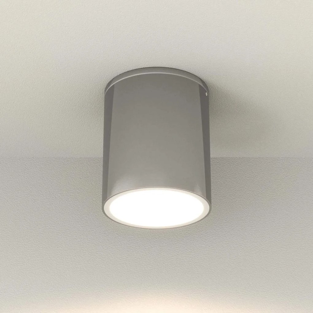 Applique da soffitto Cilindrica PAR30 IP54 in Alluminio e Vetro INOX