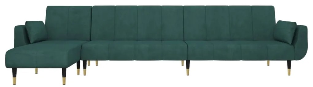 Divano letto a l verde scuro 275x140x70 cm in velluto