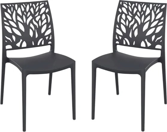 Sedia per interno o esterno impilabile Antracite - ALEA 2 sedie