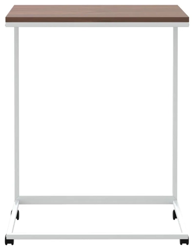 Tavolino con ruote bianco 55x35x70 cm in legno multistrato