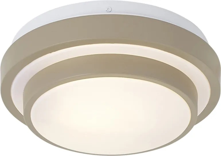 Plafoniera moderna color tortora con bianco 25cm IP44 - Walden