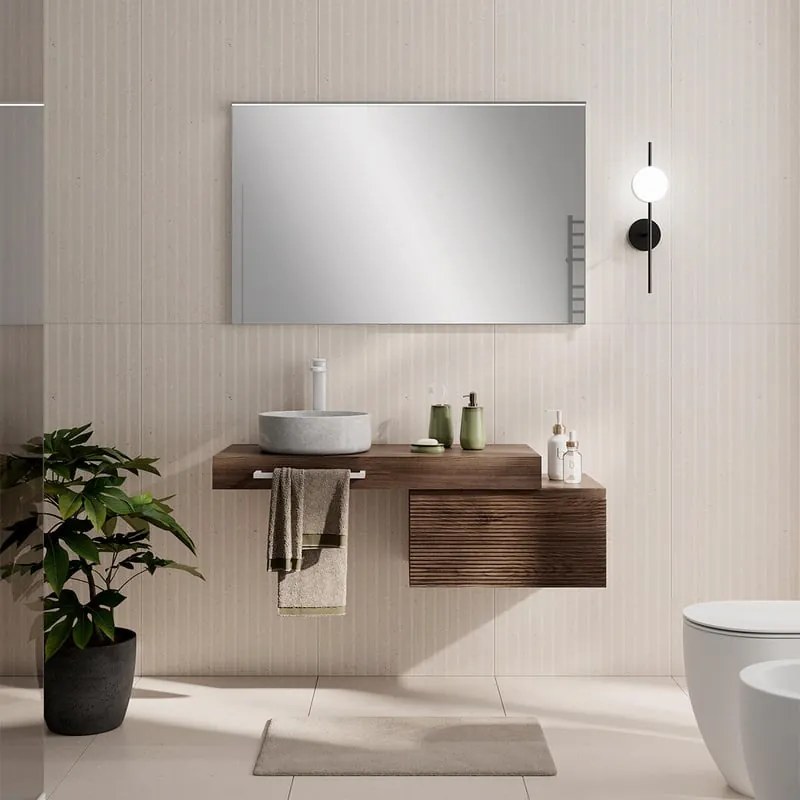 Top per lavabo STEP/STAR L 100.3 x H 10 x P 46.5 cm noce mdf