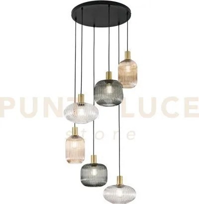 Lampadario a sospensione egadi nero e smoke e ambra e trasparente i...