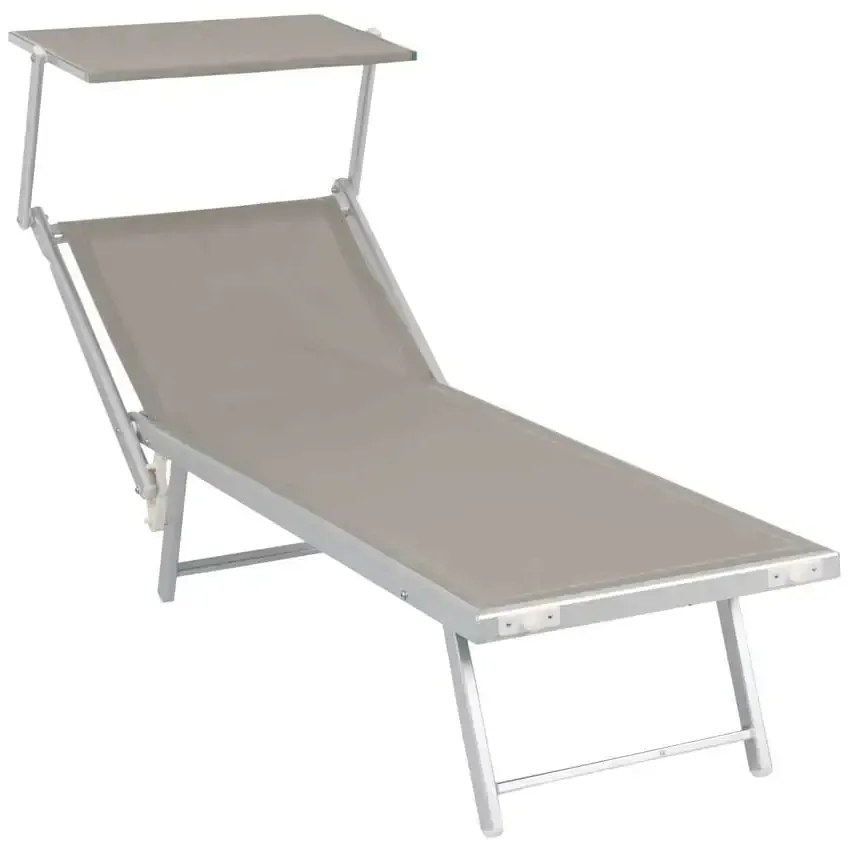 Lettino prendisole in alluminio richiudibile 189x72 cm – Colore tortora