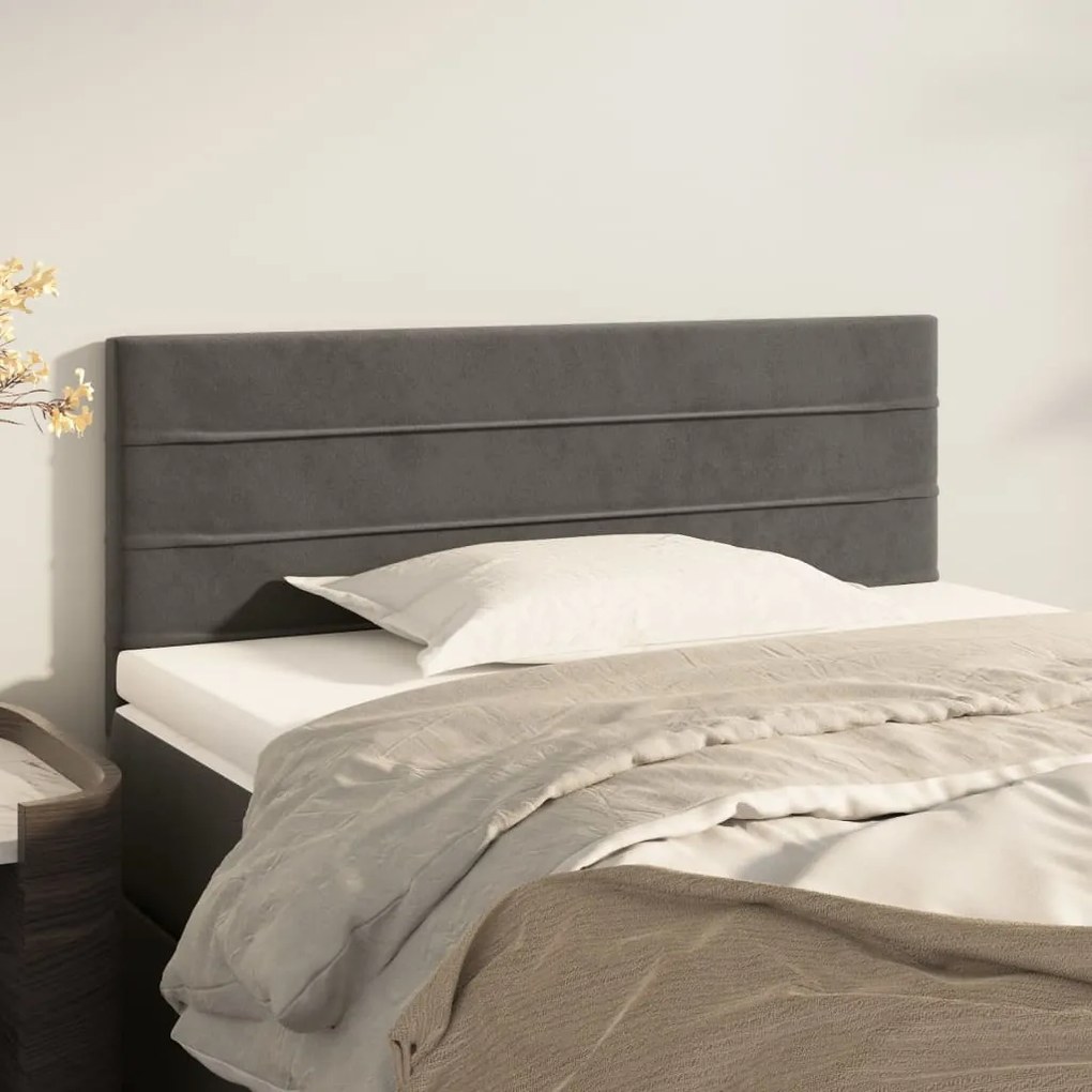 Testiera Grigio Scuro 100x5x78/88 Cm İn Velluto /