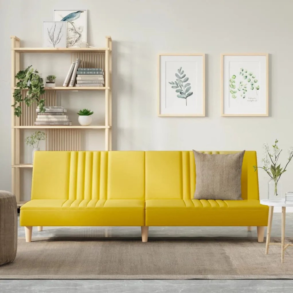 Divano Letto Giallo Chiaro İn Tessuto /
