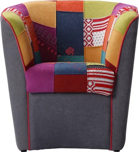 Poltrona da ufficio casa sala attesa in tessuto grigio scuro patchwork