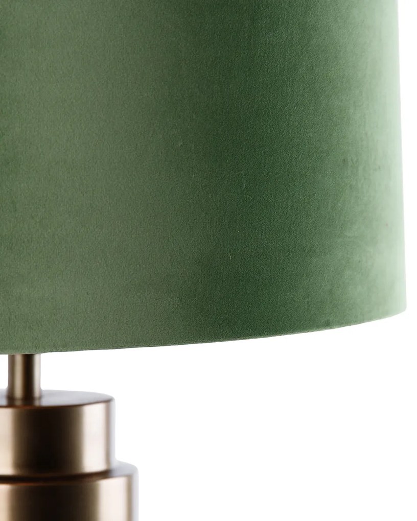 Lampada da tavolo velluto verde con dettagli oro 40 cm - Bruut