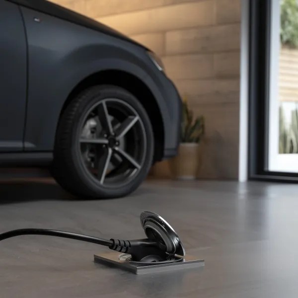 Brilagi - Presa a pavimento da incasso per esterno IP55 cromo opaco quadrato