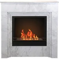 Camino a Bioetanolo BELLINI in Legno Effetto Marmo Bianco - Made in Italy - L96 x P35 x H96