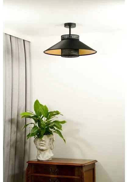 Duolla - Lampadario a plafone RIO RATTAN 1xE27/15W/230V diametro 45 cm nero/oro