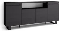 Credenza, Mobile soggiorno 200x87x35cm, 4 Porte, Design industriale, Stile moderno, Nero