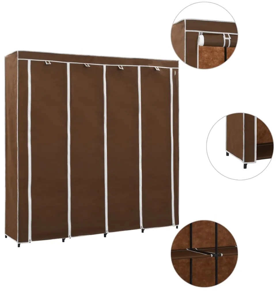 Guardaroba Con 4 Scomparti Marrone 175x45x170 Cm /