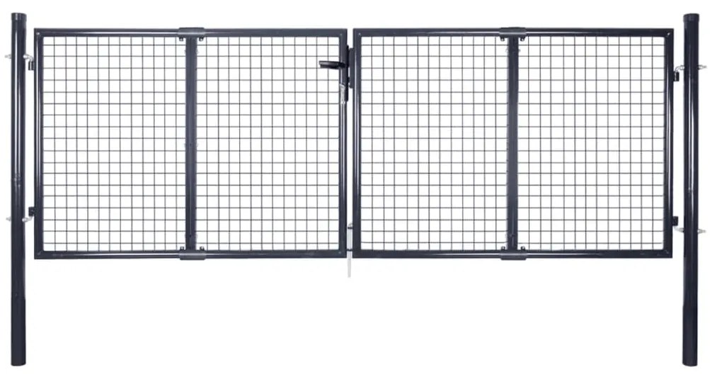 Cancello Per Giardino Rete İn Acciaio Zincato 289x100 Cm Grigio /