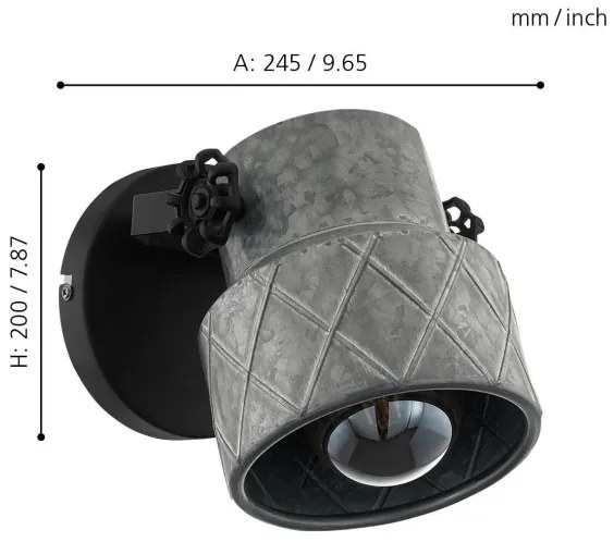 Eglo 39868 - Lampada da parete HILCOTT 1xE27/40W/230V