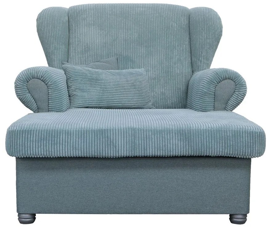 Chaise longue blu polveroso con rivestimento in velluto a coste Lord – Ropez