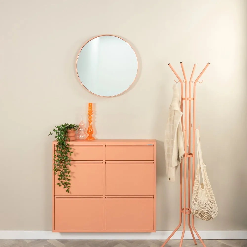 Scarpiera color salmone in metallo con ante ribaltabili 98x86x15 cm Billy – Spinder Design