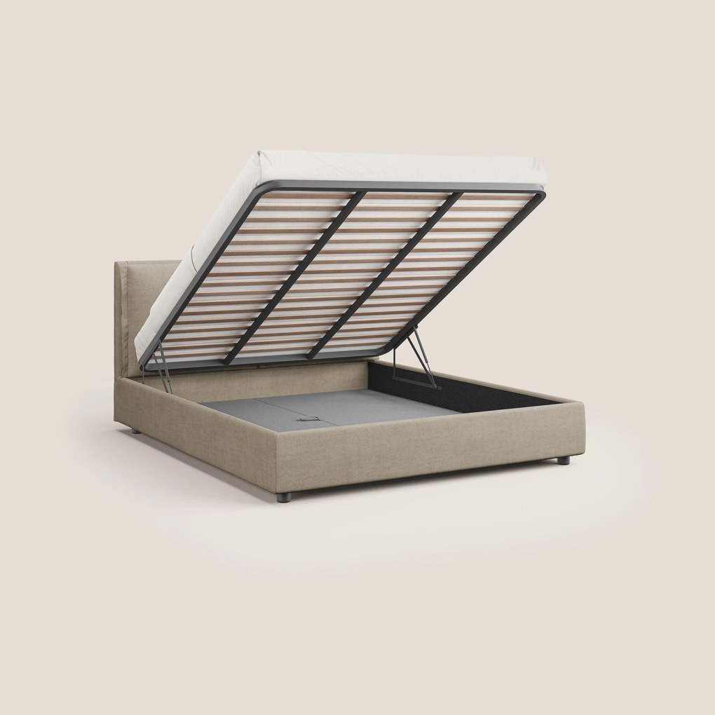 Travis letto contenitore con cuscini mobili trapuntati in tessuto impermeabile T02 beige
