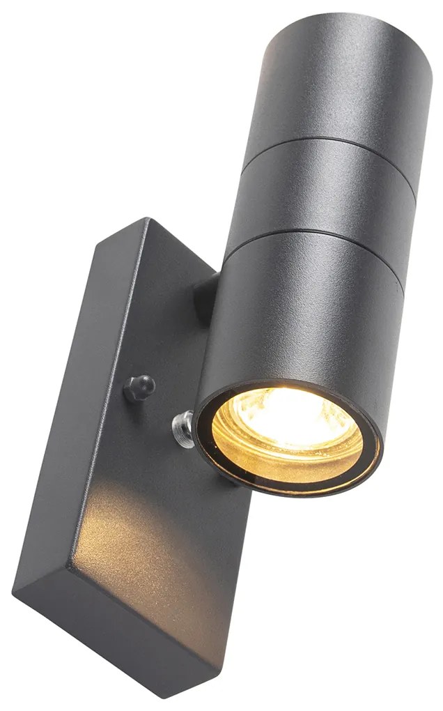 Set di 2 lampade da parete per esterni grigio scuro 2 luci sensore crepuscolare - Duo