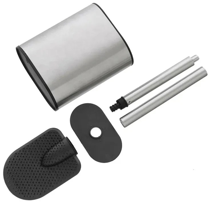 Portascopino cromato a parete o in appoggio con spatola in silicone