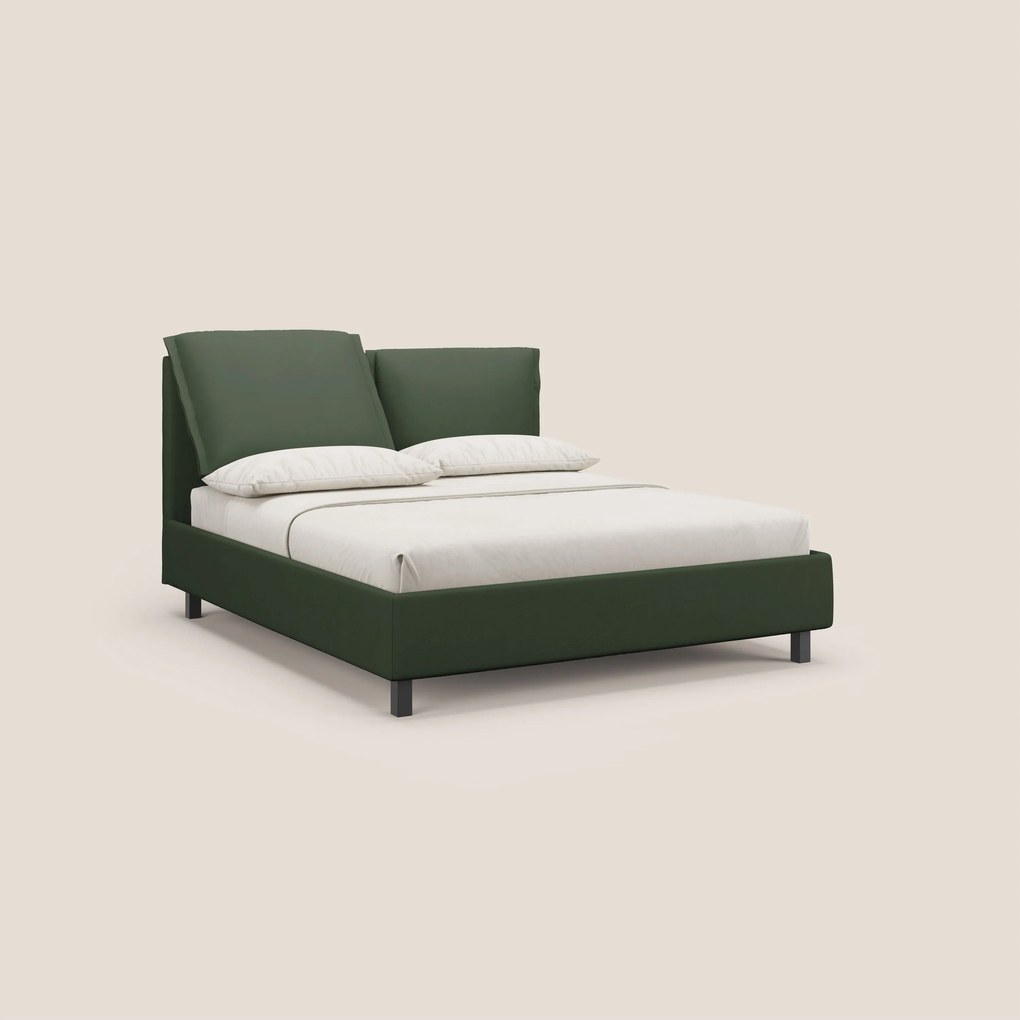 Emma letto contenitore con cuscini mobili in microfibra smacchiabile T11 verde
