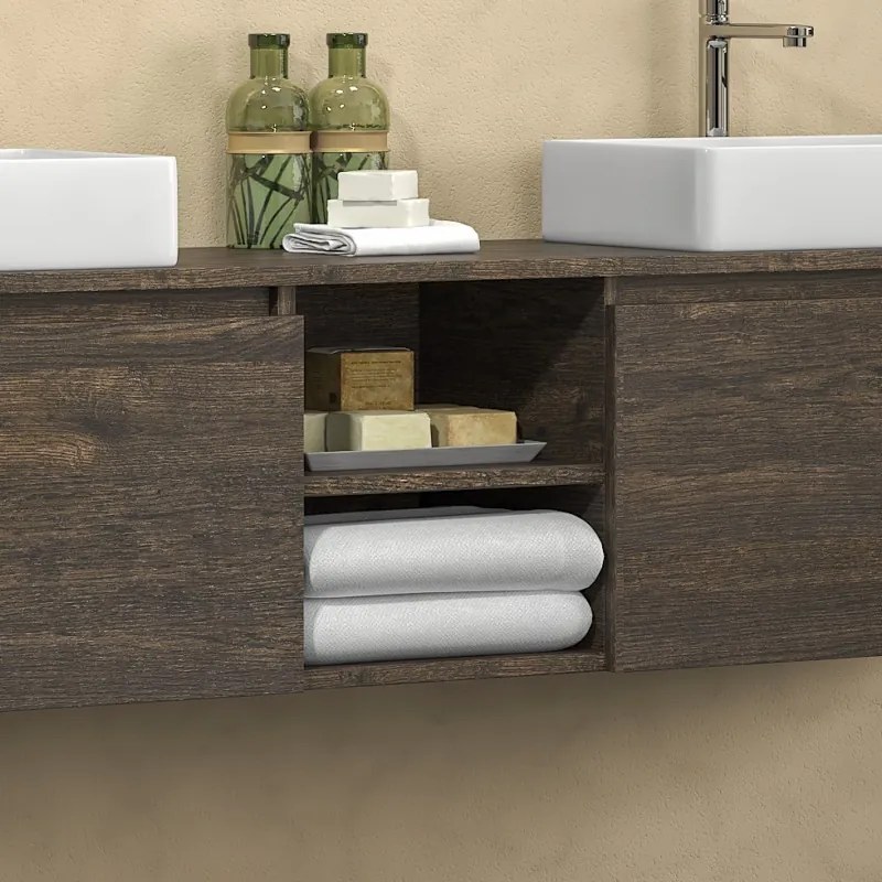 Mobile bagno sospeso 175 cm con due cassetti e vano a giorno SP-175P - KAMALU