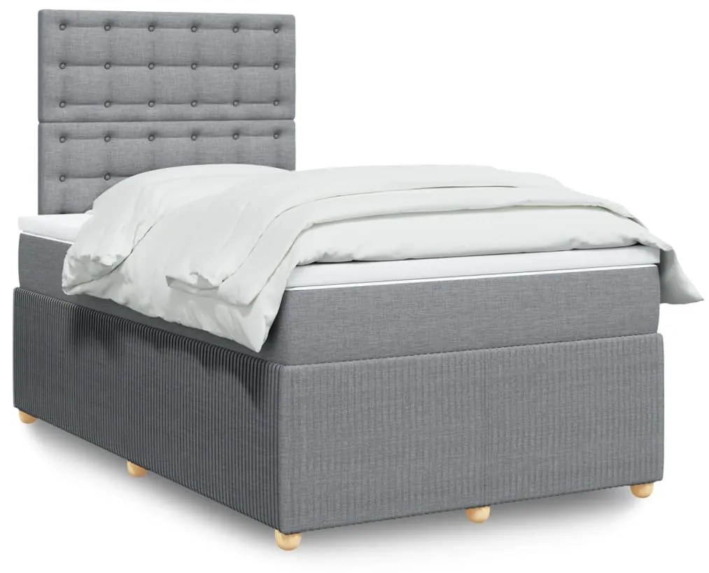 Giroletto A Molle Con Materasso Grigio Chiaro 120x200cm Tessuto /