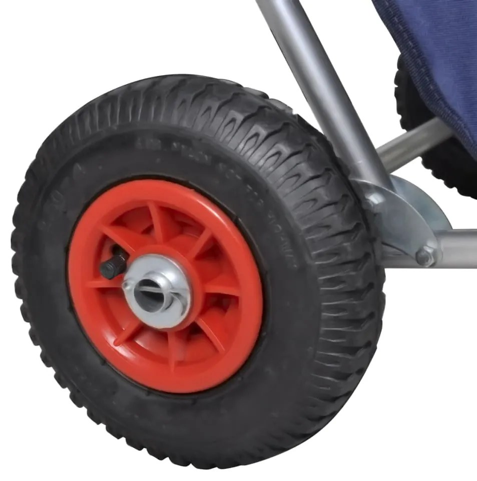 Carrello per la spiaggia con ruote portatile pieghevole blu