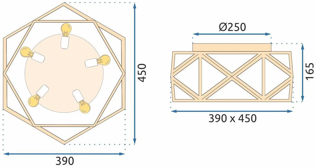 Lampada da soffitto 45cm APP1239-C Złota