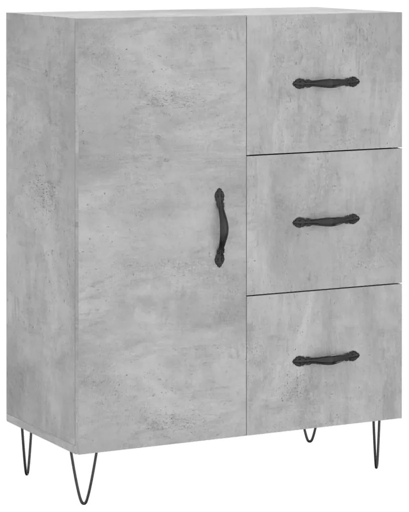 Credenza grigio cemento 69,5x34x90 cm in legno multistrato