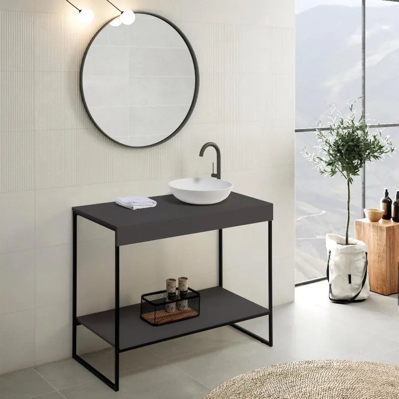 Mobile da bagno sotto lavabo Alec grafite laccato opaco L 120 x H 81.5 x P 46.5 cm, lavabo non incluso